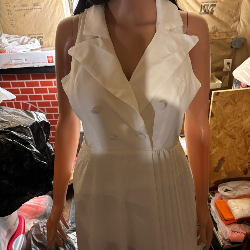 Women’s SHEIN White Double-Breasted Midi Dress Size M6